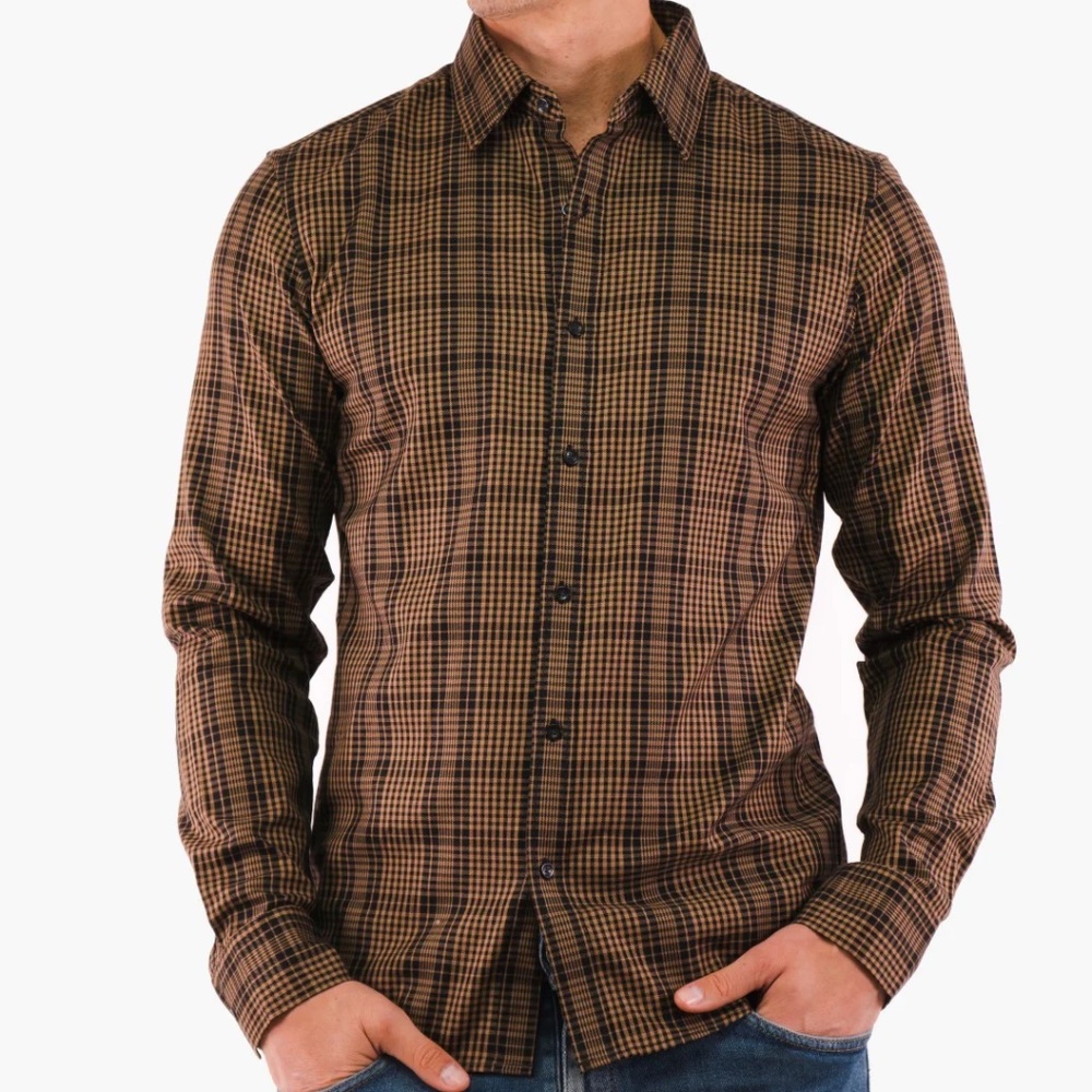 NWT - Michael Kors - Long Sleeve Mini Check Flannel Button Up - Size M